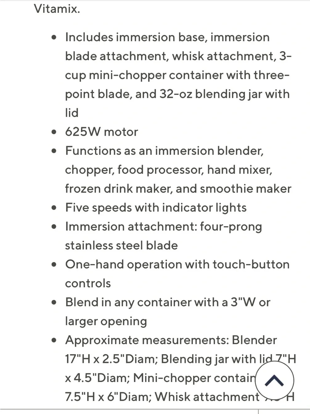 Vitamix Hand Immersion Blender Set with Chopper & Whisk - Black/Silver brand new
